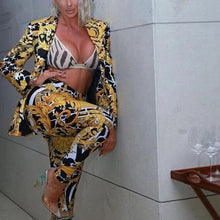 Load image into Gallery viewer, Yellow/Black Slim-Fitted Pantsuit