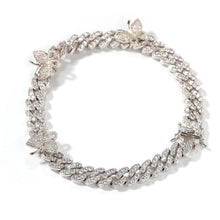 Load image into Gallery viewer, Cuban Link Chain Butterfly Anklet with CZ Rhinestones (3 colors)