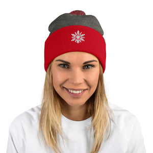 Snowflake Pom-Pom Beanie