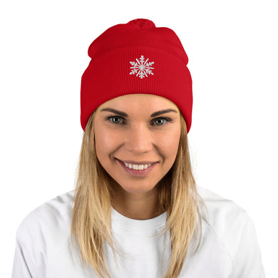 Snowflake Pom-Pom Beanie