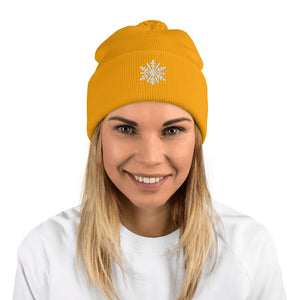 Snowflake Pom-Pom Beanie