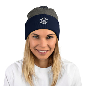 Snowflake Pom-Pom Beanie